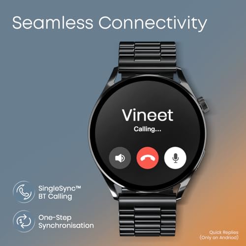 Image of Fastrack Dezire FX1 1.38 inch Smart Watch with BT Calling, 100+ Sports Modes, BP Monitoring, Functional Crown, Metal Alloy Case - Smartwatch for Men & Women (Metal Strap, Silver)