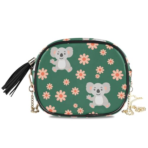 Sac à bandoulière pour femme fille en PU multicolore motif Koala Fleur de 19cm