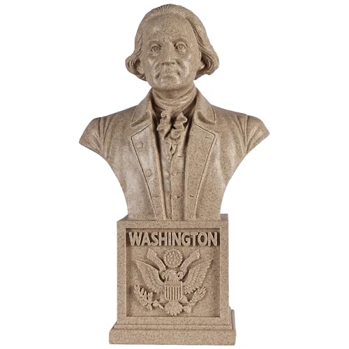 elesculor George Washington Bust Statue - Natural Sandstone Texture Sculpture - Modern Minimalist Art Decor for Living Room Shelf, Gallery & Entryway - Founding Father Replica