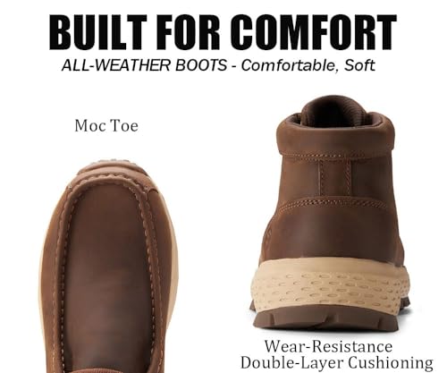 Image of SUREWAY Men's Chukka Boots,Fashion and Comfort Driving Shoes,Lightweight Durability Leather Moc Toe Work Boots