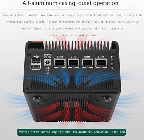 Image of Firewall Appliance 10GbE Mini PC with SFP+, Alder Lake N100 (4C /4T) 4X I226-V 2.5GbE 2 * 82599ES 10GbE Firewall LTE Router Support AES-NI (N150, 8G+256G)