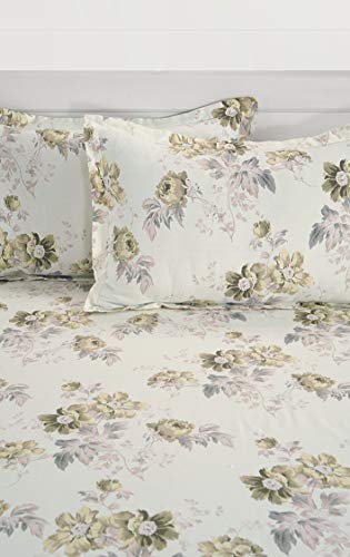 Image of Swayam Mercerized Pure Cotton Single Bedsheet with 1 Pillow Cover | Size 60 x 90 inch | 250 TC | Floral Design | Soft Breathable Bed Sheet | Comfortable & Durable for Bedroom - Beige