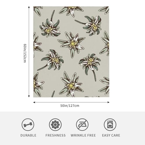 KEDDJI Modèle sans Couture avec H et Edelweiss coloré dessiné Couverture Chaude en Flanelle Polaire Douce et Moelleuse comme Couverture de lit/draps de lit 127 x 152 cm – vue 4