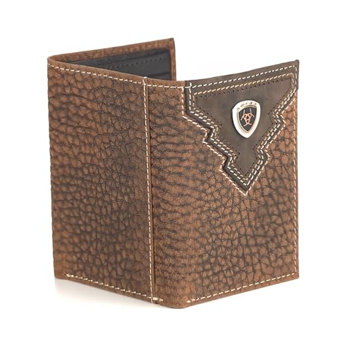 ARIAT Trifold Overlay Shield Wallet, Brown Rowdy2