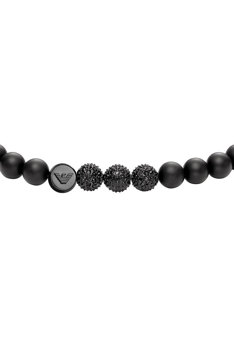 Emporio Armani Bracciale da uomo in acciaio inossidabile o con perline con chiusura a moschettone