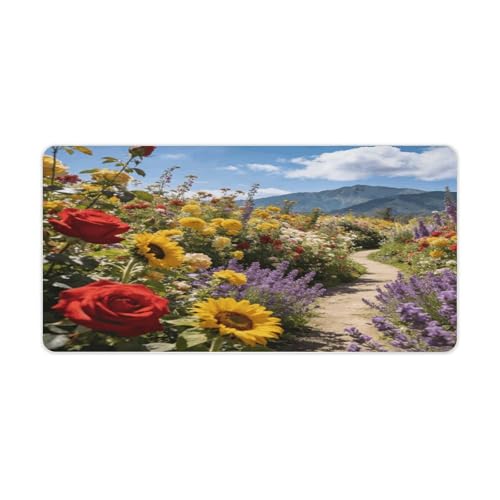 Pad de escritorio grande impermeable Flower Radial Mountain 30x60cm miniatura 1