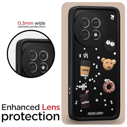 Image of Pikkme Back Cover for OnePlus 13R 5G | Cute Fun Cartoon 3D Bear Silicone Full Body Protection Bumper Case (Black)