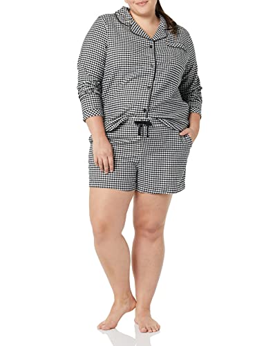 Amazon Essentials Women's Lightweight Woven Flannel Pajama Set With Shorts, Black/White, Gingham, Xx-Large #TOP2