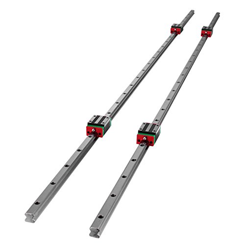 OrangeA Linear Rail 15-1500mm 2xLinear Guideway Rail 4X Square Type Carriage Bearing Block Linear Rail Support for 15mm Slotted Bearings