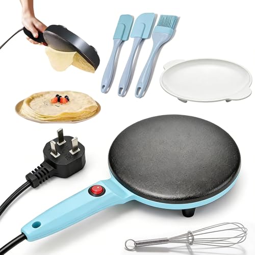 Instant 8' Electric Crepe Maker Quick Heat, Nonstick Crepera Electrica with Auto Temperature Control, Easy Clean Design for Roti, Tortillas, Blintz and Home Breakfast Cooking (A6)