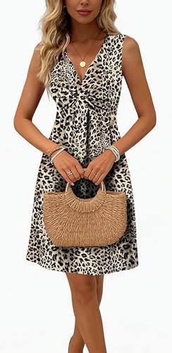Image of LLHXRUI Sundresses for Women Sleeveless Boho Summer Dress Elegant Vacation Tank Dresses Casual Tunic Short Sun Dress