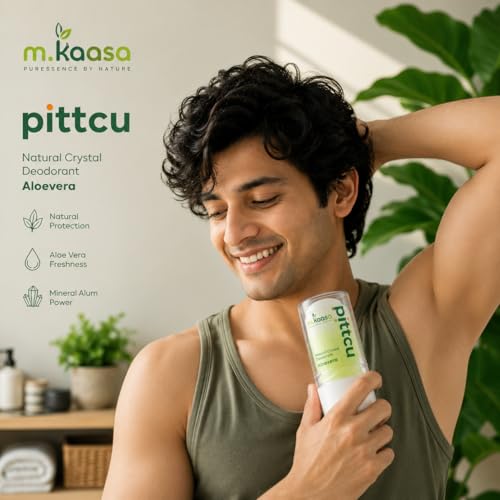 Image of Pittcu Underarms Roll-On Stick with Aloe Vera | Alum Infused Crystal Deodorant | Long Lasting Odour Protection | Fragrance Free | Non Sticky | Gentle on Sensitive Skin | Unisex 80 gm (Aloe Vera (PACK OF 1))