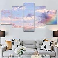 SIGNWIN 5 Panel Canvas Wall Art Modern Art Coastal Colorful Multicolor Photography Romantics Sunset for Home Decorations Ready to Hang - 60