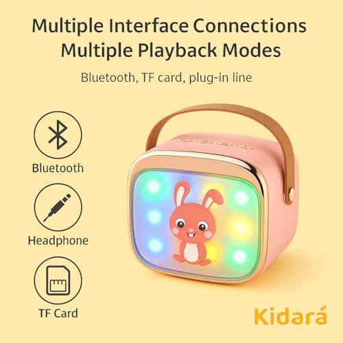 Image of Bunny Beats Karaoke Speaker with 2 Wireless Mics | Rechargeable Bluetooth Music Toy with LED Lights, | Fun Singing Set for Kids - Gift for Girls & Boys Ages 3 4 5 6 7 8 9 10 (Pink)