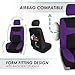 FH Group Flat Cloth Seat Covers Front Seat and Solid Rear Bench Full Set with Gift - Universal Fit for Cars, Trucks & SUVs (Purple)