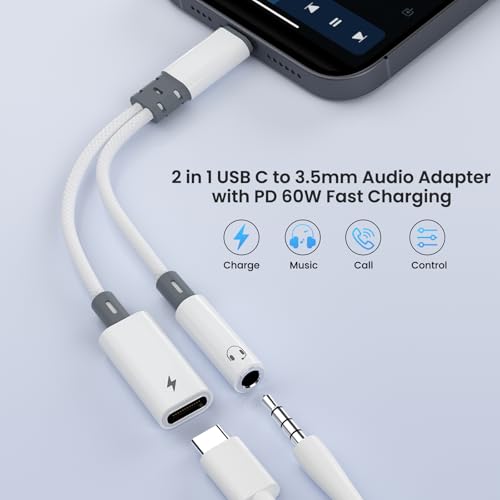 Adaptador USB C a Jack 3.5mm con Carga PD 60W miniatura 2
