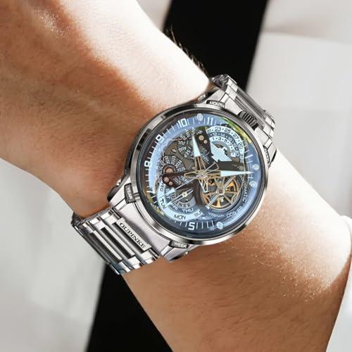 Image of OLEVS Automatic Men Watch Self Winding Mechanical Moon Phase Business Luxury Diamond Dress Stainless Steel Waterproof Luminous Mens Wrist Watch