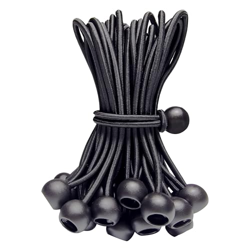 Kydavoo Bungee Cords with Balls 35PCS 6 Inch Heavy Duty Ball Bungees for Canopy Tarp Tent Outdoor Black Elastic Ties for Secure Hold No Odor Durable UV Resistant (35 B6)