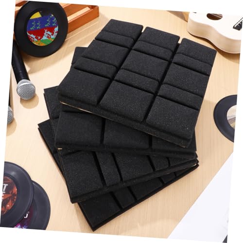 12 Piezas Paneles Acústicos de Cabeza de Hongo de Alta Densidad Auto-adhesivos para Aislamiento y Absorción de Sonido en Estudios con Diseño a Rayas Dobles Negro miniatura 4