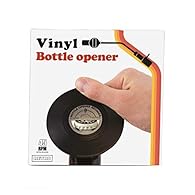 Stylish retro vinyl bottle opener Perfect gift for beer drinkers 9 cm diameter Made of plastic and stainless steel Great for the music lover