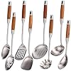 304 Stainless Steel Kitchen Utensils Set with Wood Handle, 8 PCS Metal Cooking Utensils & Serving Utensils Set - Spatula and Ladle Set, Non Stick Cooking Spoons Set, Kitchen Gadgets Cookware Set 304 Stainless Steel Kitchen Utensils Set with Wood Handle, 8 PCS Metal Cooking Utensils & Serving Utensils Set - Spatula and Ladle Set, Non Stick Cooking Spoons Set, Kitchen Gadgets Cookware Set