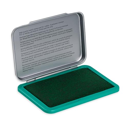 Imprint Handstempelkissen 9071M für den täglichen Bedarf zu Hause und im Büro 1 Stempelkissen grün robuster Metalldeckel wasserbasierte Tinte Größe 9 x 5 cm optimal für Handstempel geeignet
