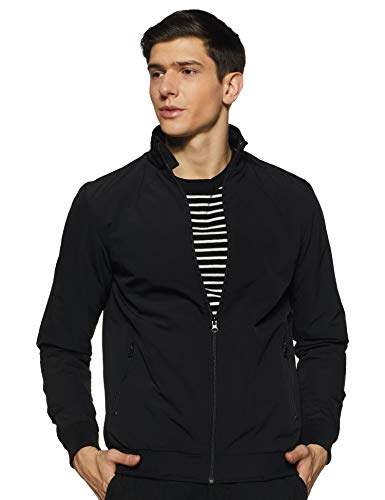 Amazon Brand - Symbol Men's Polyester Windcheater Jacket (AW20-LW-SY-02_Black_Medium)