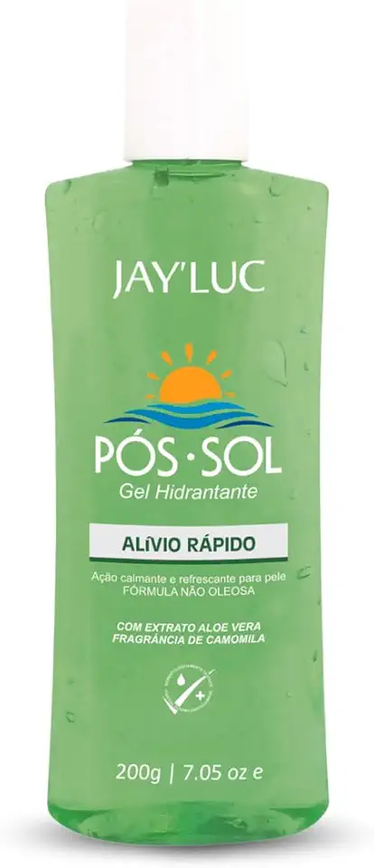 Gel Hidratante Pós-Sol Jay Luc 200G, Gel Pós Sol Hidratante Com Extrato De Aloe Vera, Verde, Todos Os Tipos De Pele, Alívio Rápido, Ação Calmante E Refrescante, Fórmula Não Oleosa, Beleza E Cuidado Em Cada Detalhe