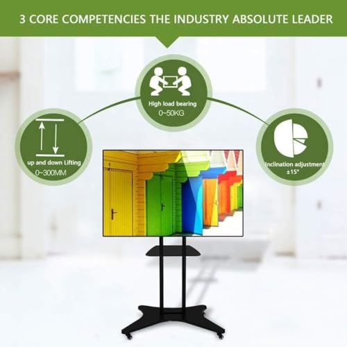 Soporte móvil para TV con altura ajustable y bandeja miniatura 3