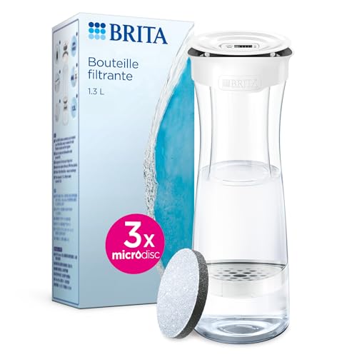BRITA bouteille filtrante blanc graphite (1,3 L), 3 filtres MicroDisc