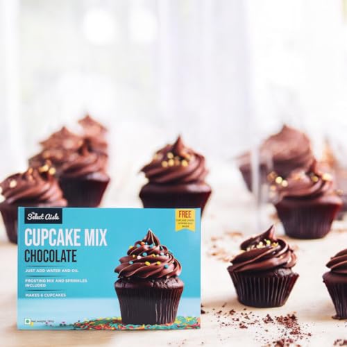 Image of The Select Aisle's Eggless Chocolate Cupcake Kit - 190g [Frosting mix and Sprinkles |Just add oil and water | Eggless Cupcake premix |Decadent chocolate cupcake mix | Premix Cake Powder]