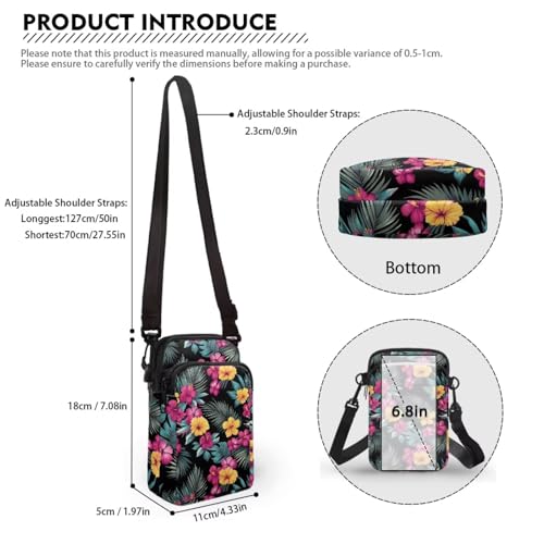 Image of Hawaiian Tribal Small Crossbody Bags for Women Cell Phone Bag Purse, Sea Turtle Zipper Sling Purses Shoulder Bag