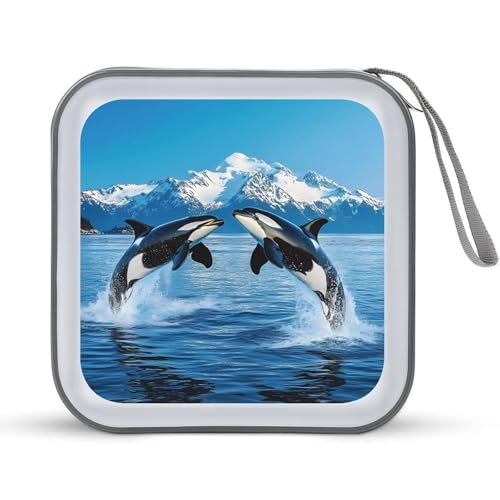 Animal Orcas Iceberg CD Case Portable DVD Holder Storage Organizer for Home Travel