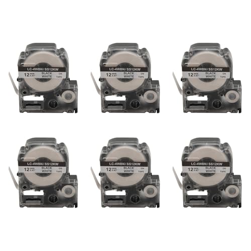 Ruban LC-4WBN9 noir sur blanc compatible LW300 et LW400 pour étiqueteuse Epson | Lot de 30