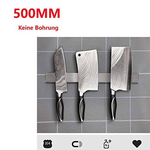 Canlanda Soporte magnético para Cuchillos, Acero Inoxidable 304, sin Agujeros, 40 cm, Autoadhesivo, imán Extra Fuerte para más Espacio en su Superficie de Trabajo