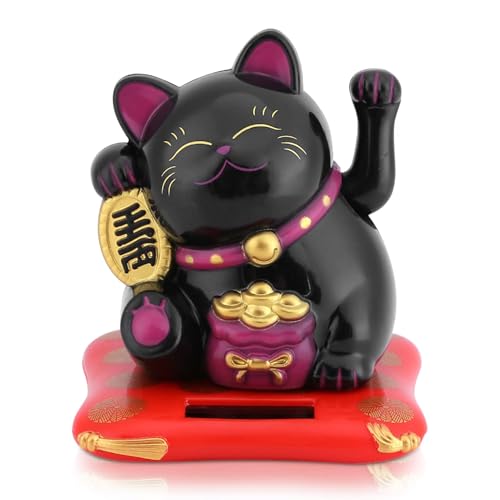 Solarbetriebene Kawaii Winkende Katze, Glückskatze Winkekatze Chinesische...