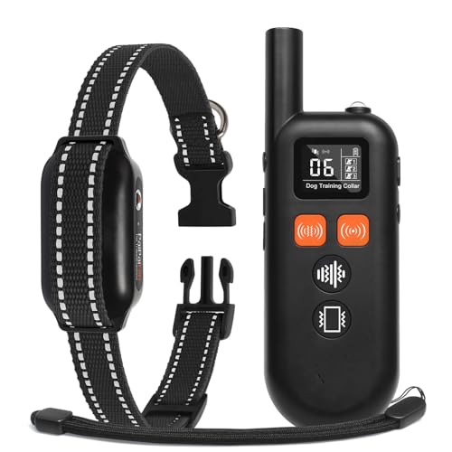SWHC Collare da addestramento per Cani con Telecomando, Portata remota 1000 m, 3 Moda Beep, Vibrazione, Boost Vibrazione, per Cani di Tutte Le Taglie con Blocco di Sicurezza, IPX7