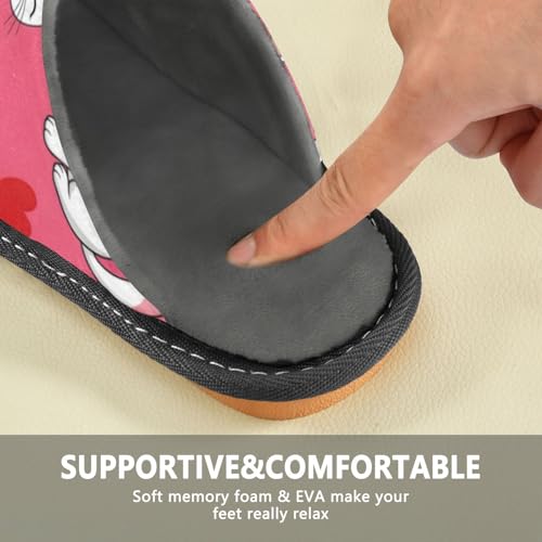 Slippers for Women Cute Cats and Hearts Pattern Soft Fuzzy Women's Slippers Indoor and Outdoor Shoes4