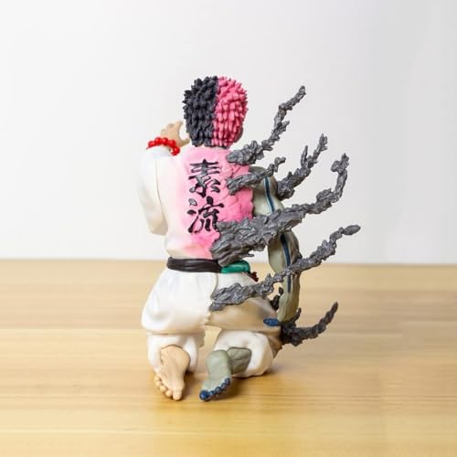 Image of Akaza Demon Kneeling Pose Anime Action Figure | 14cm Half Demon Form Akaza Figurine with Energy Tentacles & White Robe for Table, Desk, Car & Shelf Decor | Premium Gift for Anime Fans