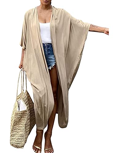 HYUET Robe de Plage Femme Été Kimono Bikini Cover Up Tunique Cardigan Imprimé Caftan Grande Taille Kaftan Bohème Maxi Longue Fluide Maillot de Bain Boho...
