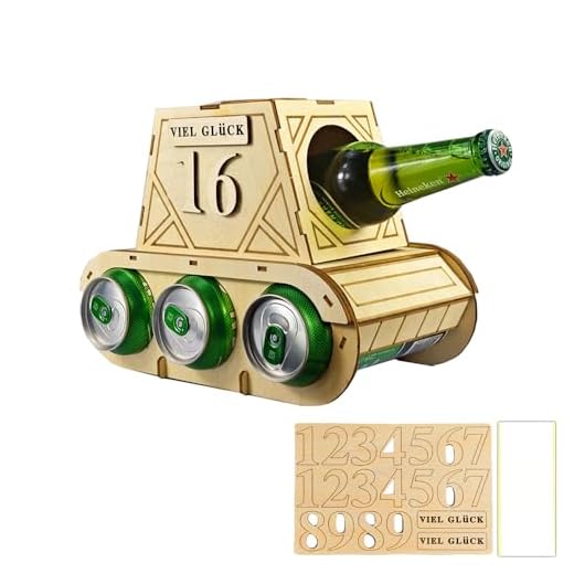 ZELAITE Lustiger Bierträger Holz – Tank-Design Flaschenträger – Originelle Biergeschenke für Männer – Perfekt zum Geburtstag Mann – Kreative Geschenkidee für Bierliebhaber (A)