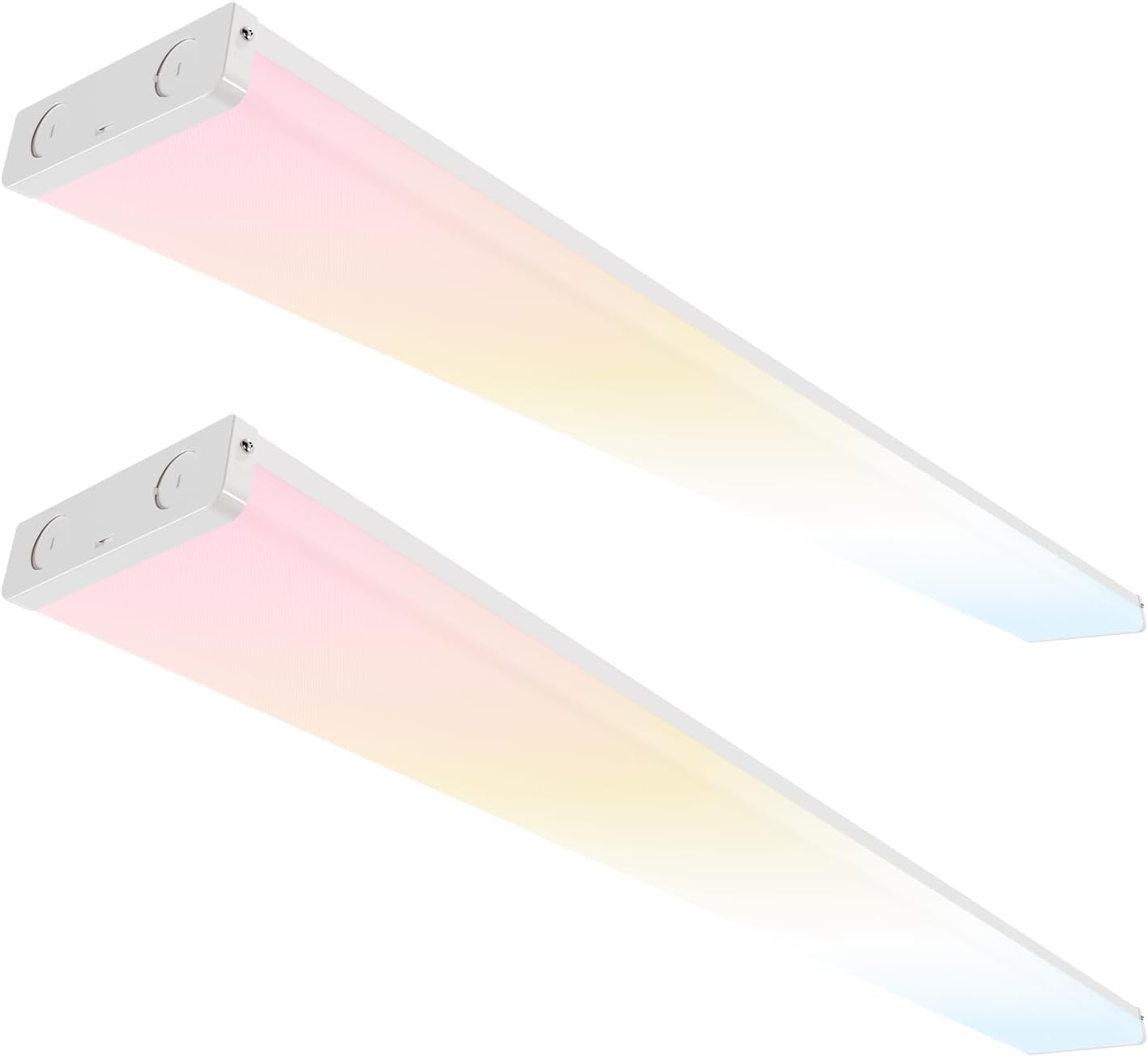 4FT LED Wraparound Light 75W/65W/55W, 8250lm/7150lm/6050lm, 3000K/4000K/5000K 4 Foot LED Wrap Light Fixture, Flush Mount for Garage Workshop, Fluorescent Light Replacement Office, ETL 2 Pack 4FT 2Pack