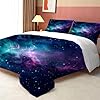 FUYEUN Blue Galaxy Comforter Set Twin Size Space Bedding for Kids Girls Teen Bedroom Decor Moon Cloud Starry Sky Glitter Star Quilt Bed Sets, 1 Comforter 1 Pillowcase #3