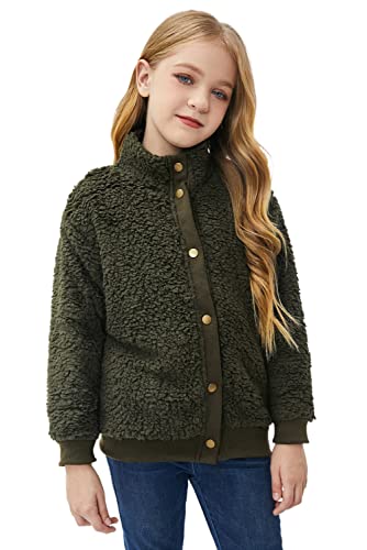 Ecokauer Girls Faux Fur Buttoned Sherpa Fleece Jackets Lightweight Winter Coats Warm Outwear2