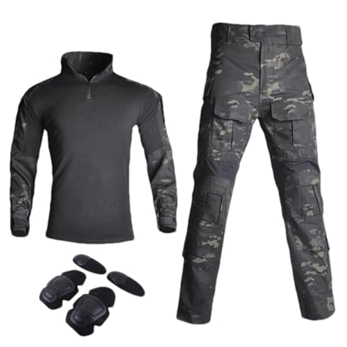 ZMIN Jacht Broek G3 Combat Shirt Broek Met Pads Camoping Tactische Multicam Broek Multicam Krachten Jacht Camo1, Zwarte Camo, XL