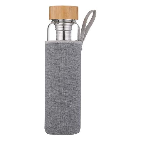sunkey Trinkflasche Glas 1 Liter mit Sieb to Go Wasserflasche Früchtebehälter Neopren-Hülle Bpa Frei Cover