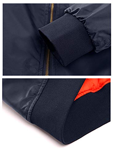 Tacvasen Men's Jackets Classic Winter Warm Thicken Bomber Sportswear Zip Pockets Navy, M #TOP5