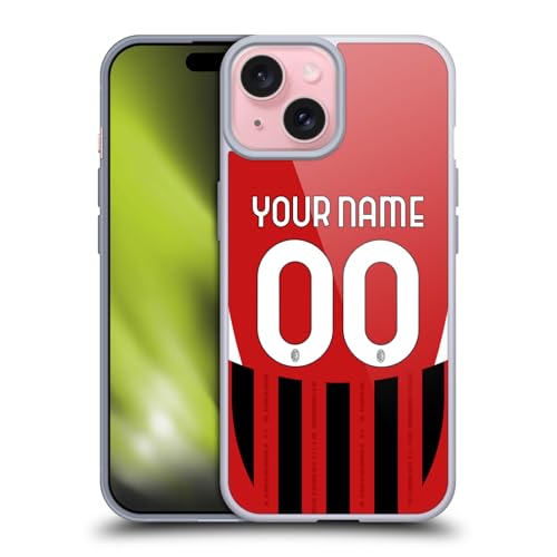 Coque en gel Apple iPhone 15 AC Milan personnalisable kit domicile 2024/25
