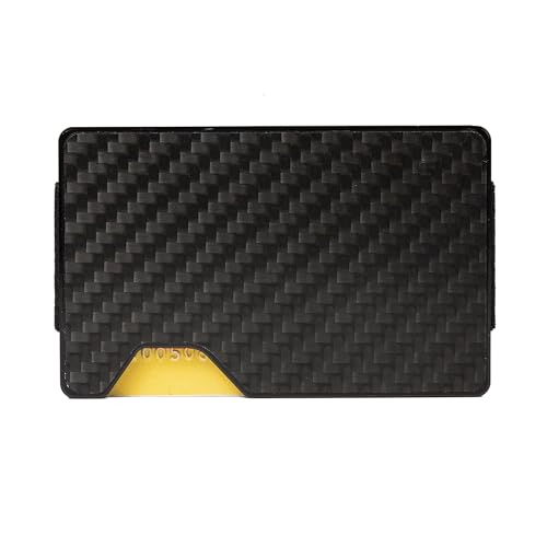 Image of Carbon Fiber Minimalist Wallet for Men, Slim Metal RFID Blocking Wallet Credit Card Holder Money Clip & Cash Strap, Scratch-Resistant Holds 15 Cards,Ideal Gift for Men | Matte Carbon Fiber