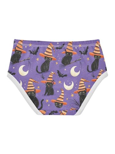 ZZKKO Halloween Black Cat Bat Girls Underwear Toddler Panties for Girls Comfort Brief Size 2T2